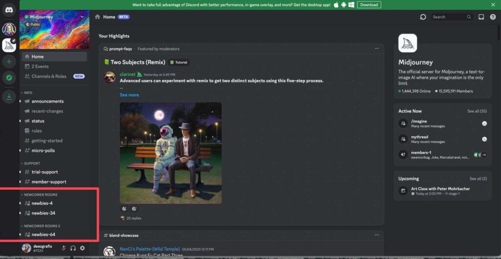 Midjourney Discord 房間