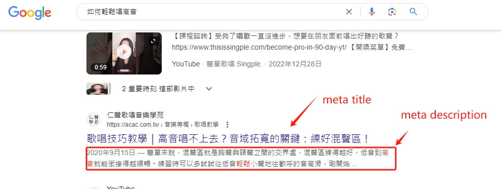 優化Meta Title 和 Meta Description