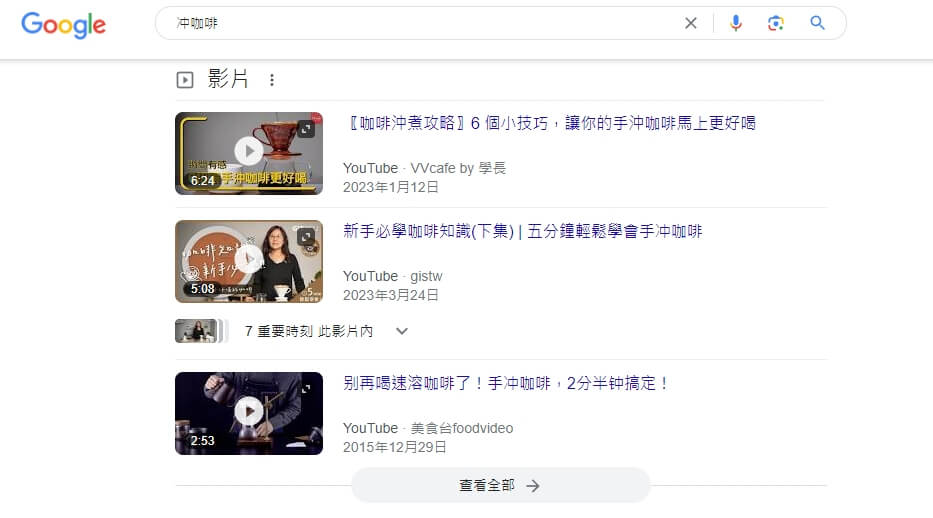 影片結果(Video Results)